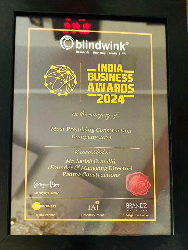Blindwink Most Promising Construction Company Certificate