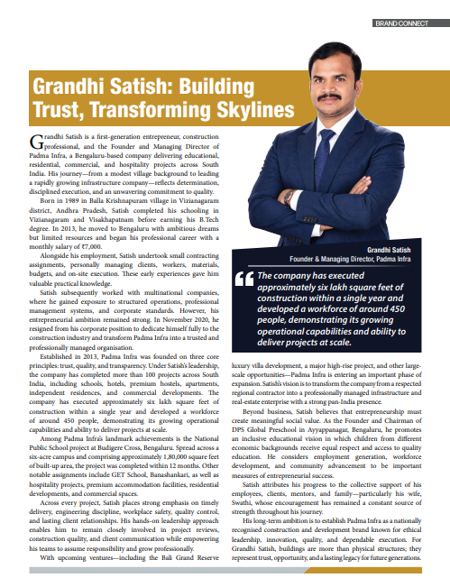 Forbes India Feature Article - Grandhi Satish